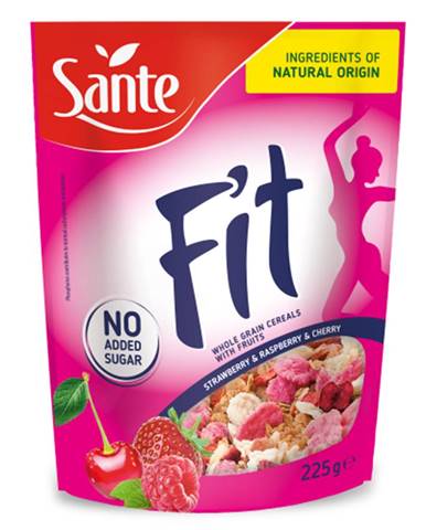 Sante Fit Raňajkové cereálie 225 g jahoda, malina a čerešňa