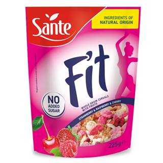 Sante Fit Raňajkové cereálie 225 g jahoda, malina a čerešňa