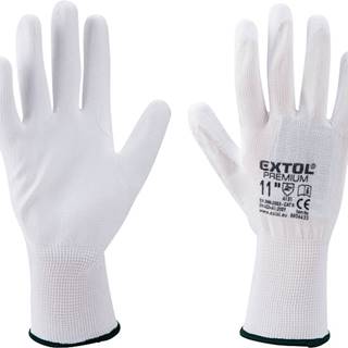 rukavice z polyesteru polomáčené v PU, bílé, velikost 11"