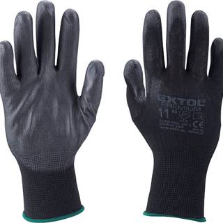 rukavice z polyesteru polomáčené v PU, černé, velikost 11"