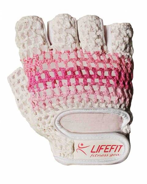 Fitnes rukavice LIFEFIT KNIT, vel. M, růžovo-bílé  Fitnes rukavice LIFEFIT KNIT, vel. M, růžovo-bílé Oblečení velikost: M